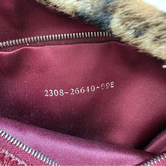 Fendi Brown Printed Pony Hair Baguette Black Beige Vintage 2000s Authentic - Picture 9 of 15